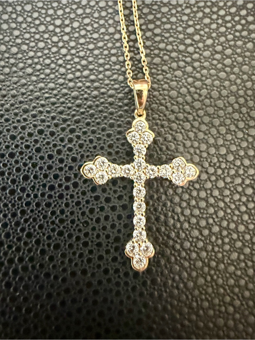14K Gold Lab Grown Diamond Cross Necklace 0.94 CTW